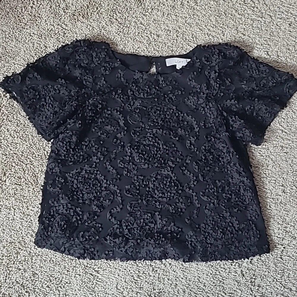 Loft PXXS Tulle Puff Sleeve Top